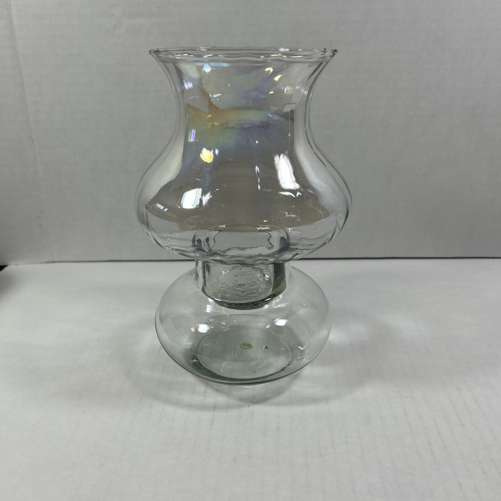 irridencent Glass Globe Vase Candle Holder 2‎ Piece H Made In Mexico